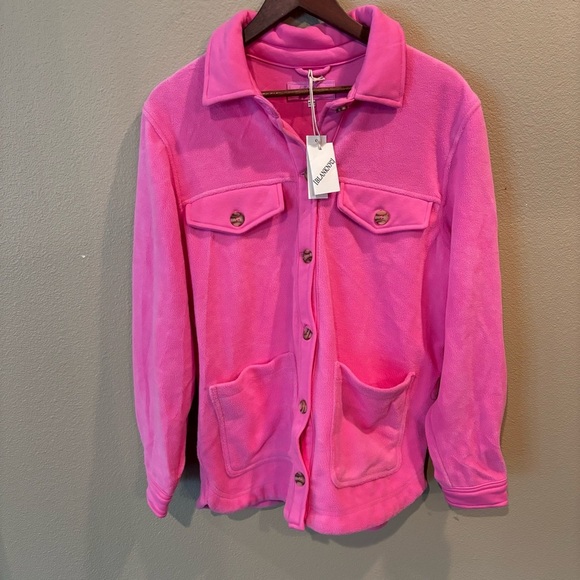 NWT Blank NYC Pink Fleece Shacket, Large, Winter Comfy Barbiecore Throw On - Picture 3 of 12